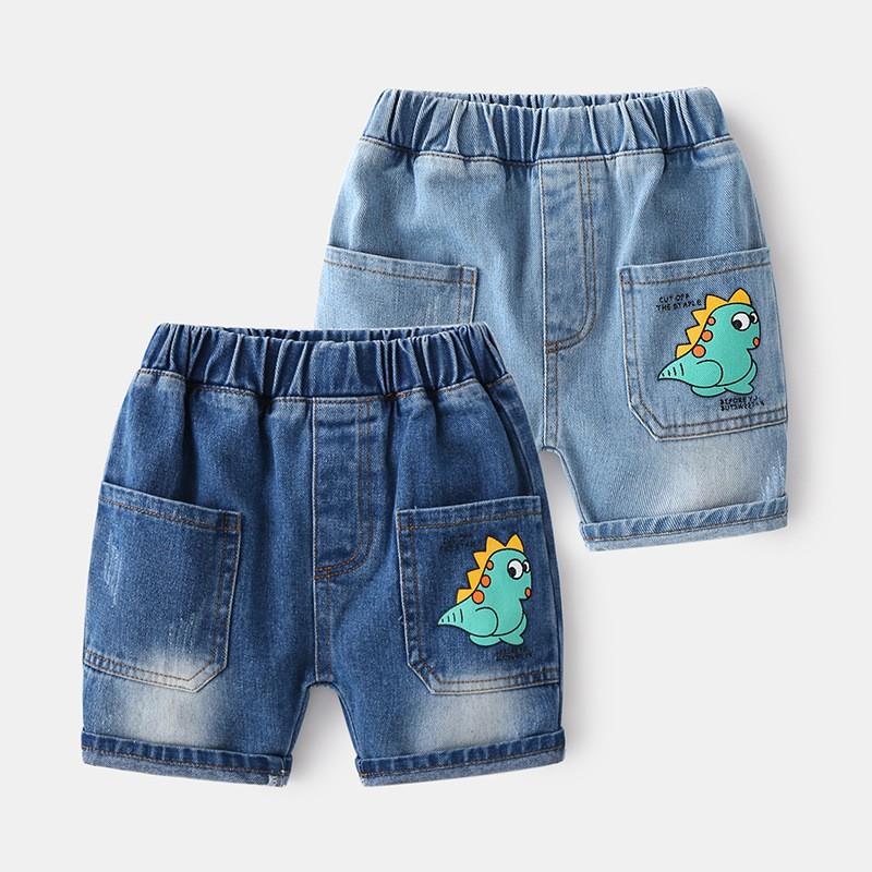 Quần Jeans Cho Bé WELLKIDS Quần Short Cho Bé Họa Tiết Khủng Long Chất Bò Mềm 034