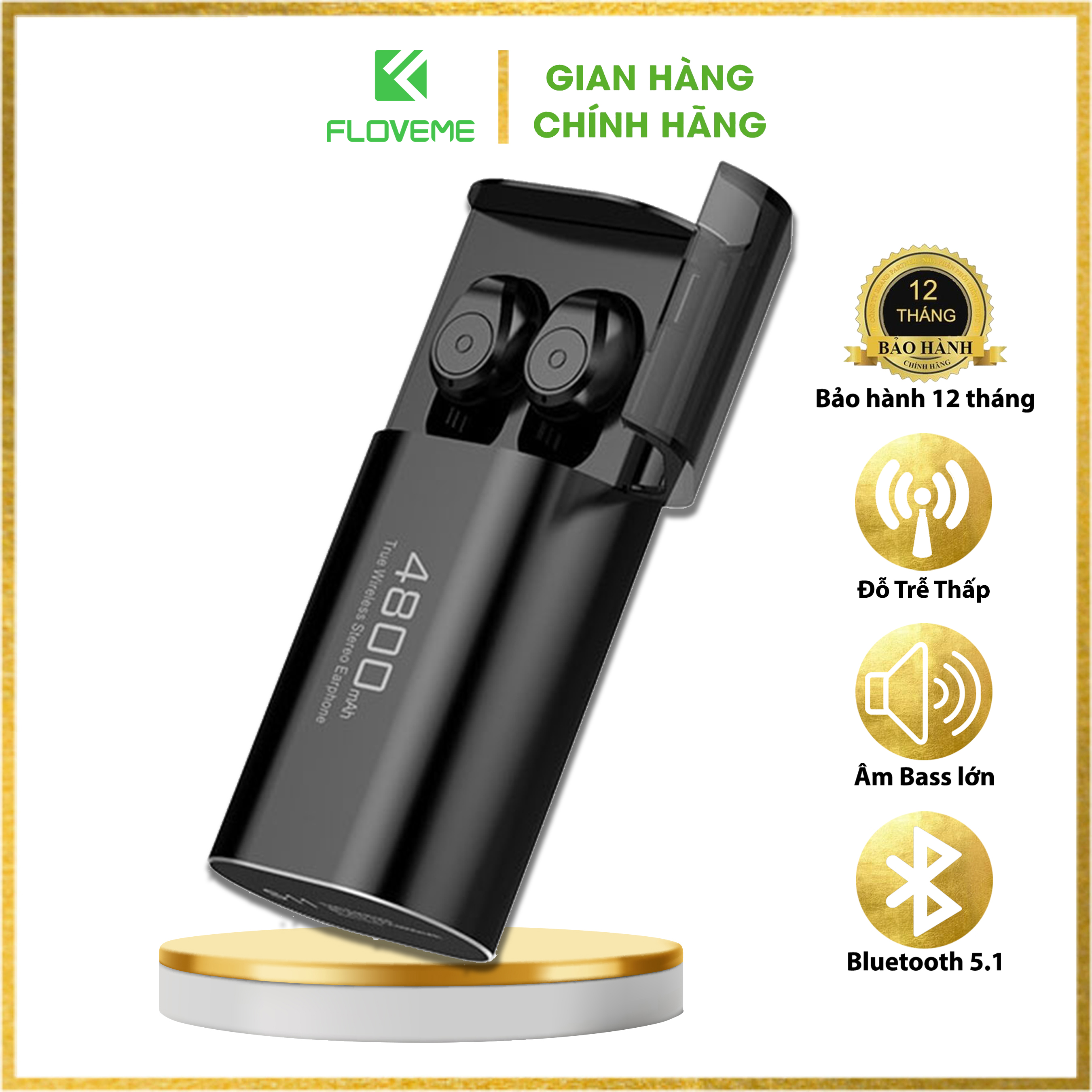 Tai nghe bluetooth FLOVEME S11 – Âm thanh HIFI chất lượng sống động – Kiêm sạc dự phòng với pin khủng 4800mAh sử dụng liên tục tới 7h - Kiểu dáng sang trọng - Hàng Chính Hãng