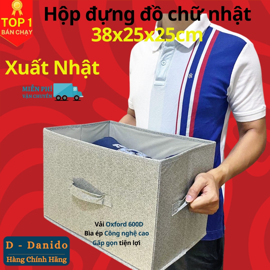 Hộp vải đựng đồ đa năng xuất Nhật không nắp kích thước 38x25x25cm , Hộp vải đựng đồ TD2 sang trọng - Hàng cao cấp chính hãng D Danido