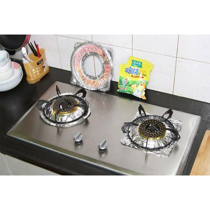 Bộ 10 Miếng Lót Nhôm Tròn / Vuông - Bếp Gas Vệ Sinh Nhanh Chóng Smart Home