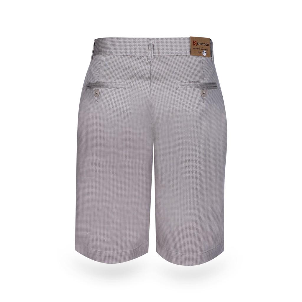 Quần short nam Khatoco kẻ caro màu nâu xám mã Q3M378R0-ININ010-2212-0