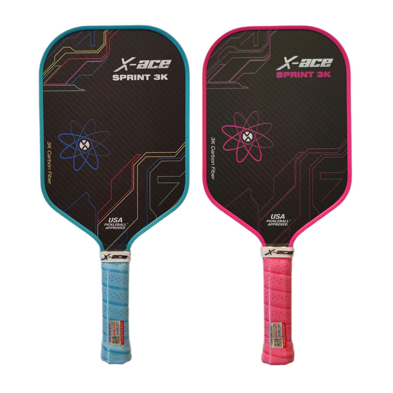 Vợt Pickleball X-Ace Sprint 3K carbon tặng kèm bóng và cuốn cán, trọng lượng 230g, bề mặt nhám bám bóng tối ưu