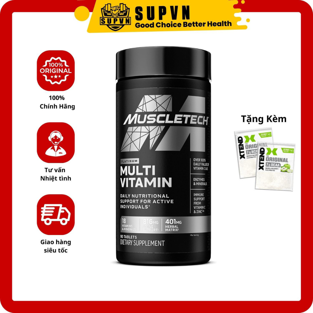 Vitamin Tổng hợp Platinum Multi Vitamin Muscletech (90 viên) - Vitamin bổ sung khoáng chất Tăng Đề Kháng Đủ Dinh Dưỡng