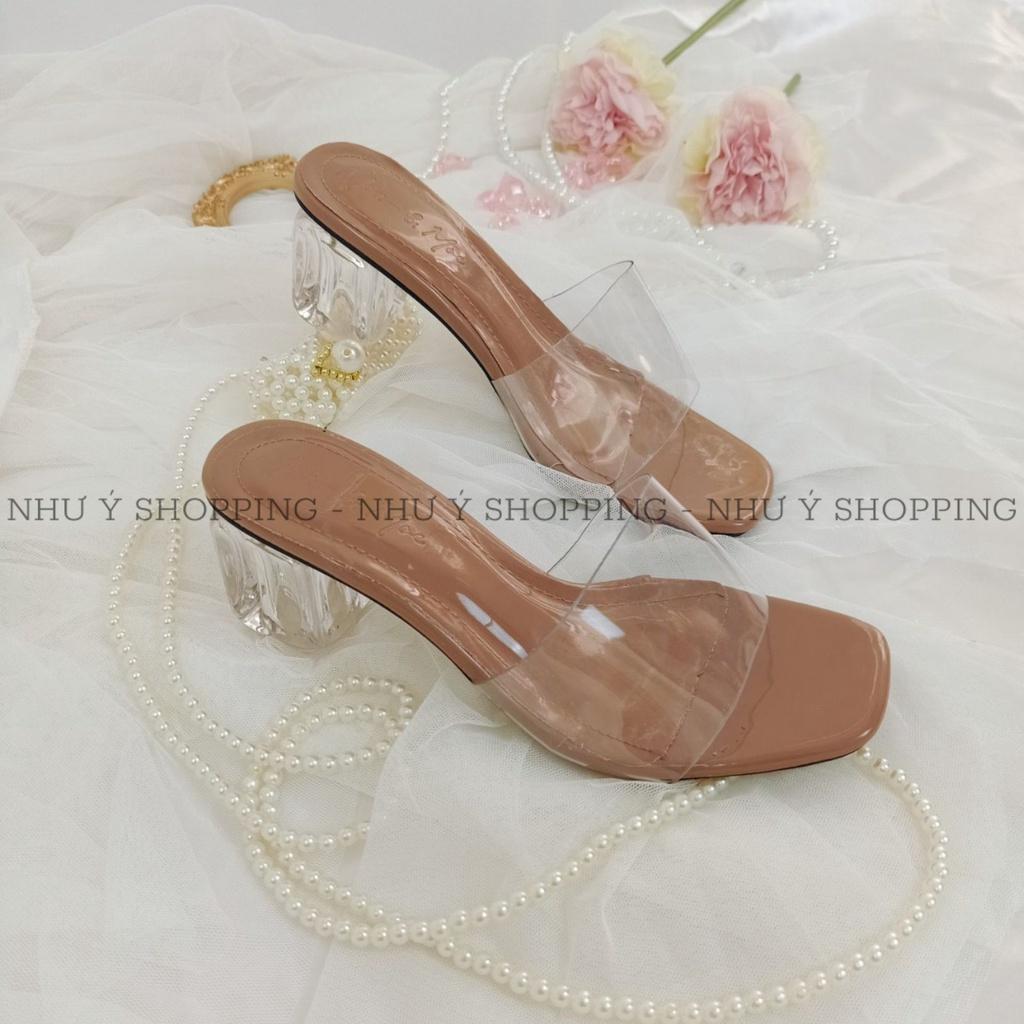 Guốc Cao Gót Đế Vuông Quai Trong 5P
