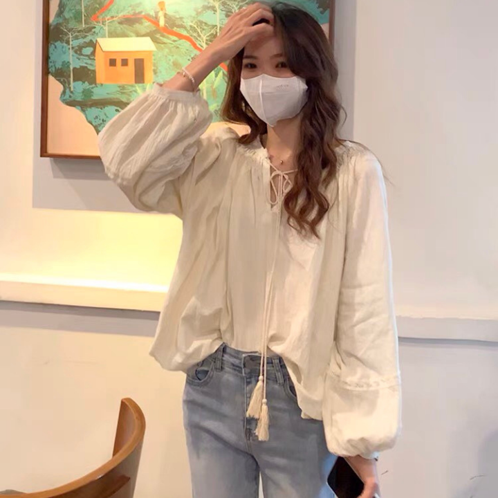 Áo kiểu nữ rút dây form rộng xinh xắn - mặc đi làm, dạo phố, form dáng chauanr kết hợp cùng chan váy hoặc quần