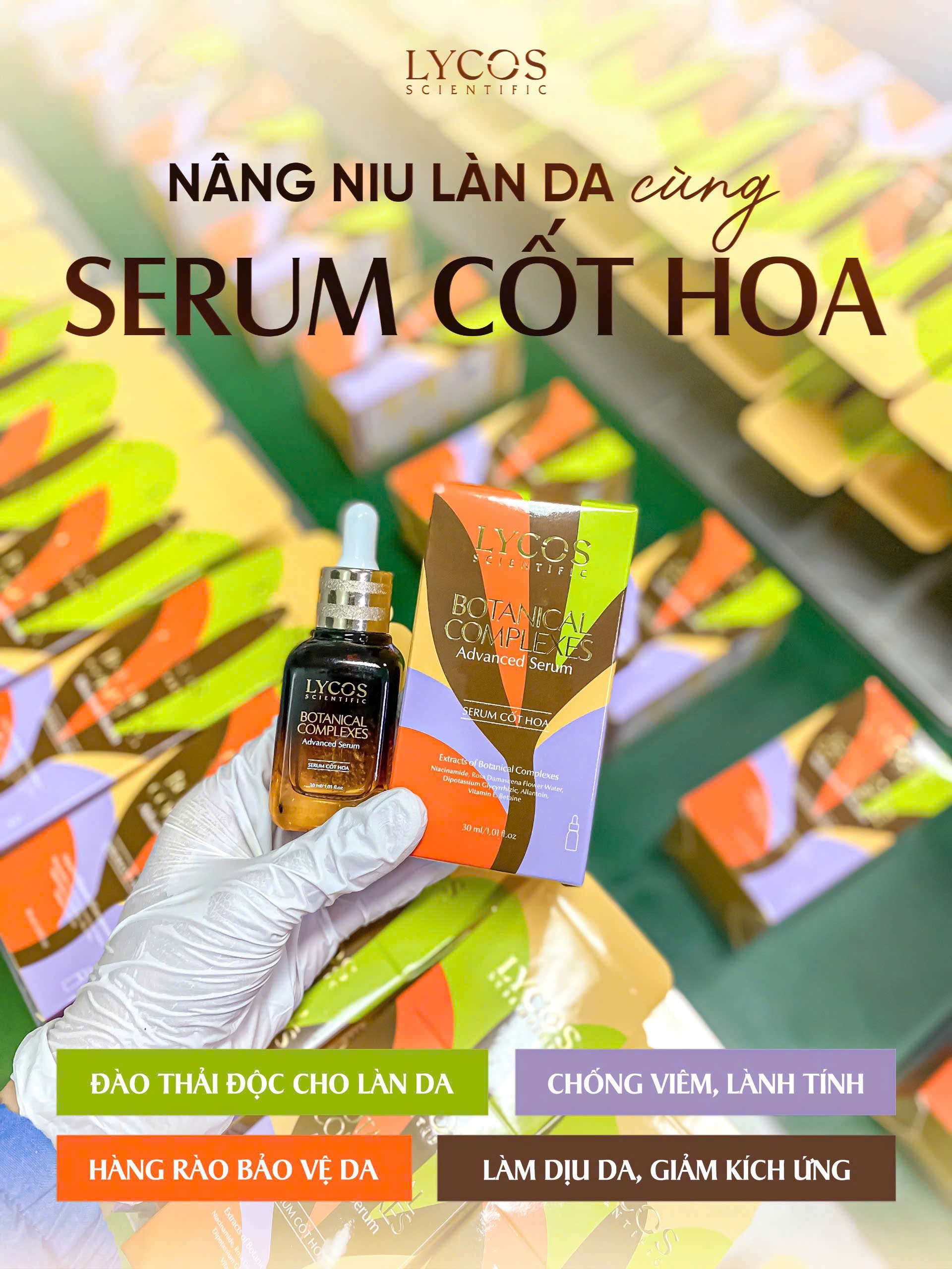 Tinh Chất Serum Cốt Hoa Lycos Serum Dưỡng Sáng Da 30 ml : dưỡng ẩm, sáng da, ngừa lão hóa, làm dịu da kích ứng
