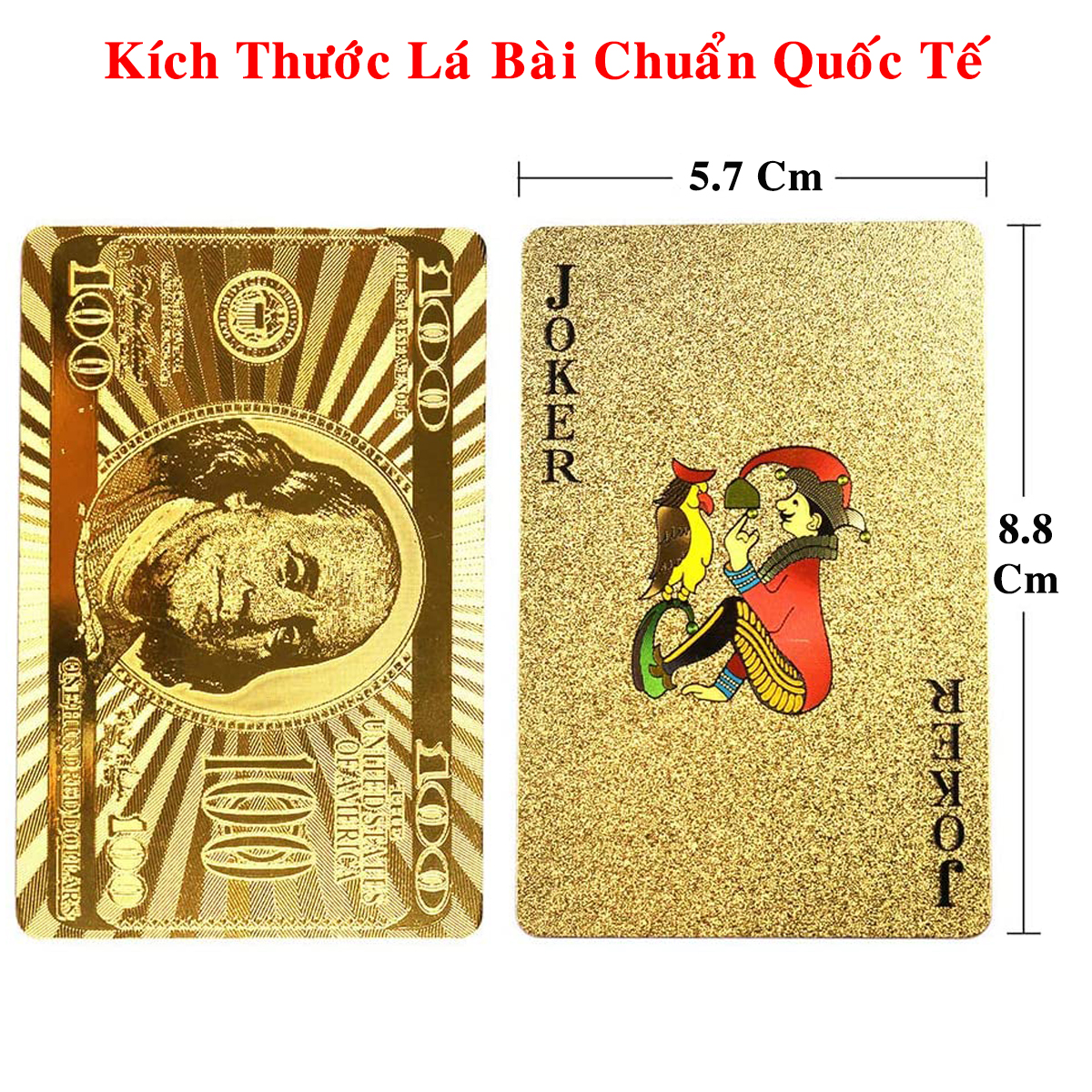 Hình ảnh Bộ Bài Tây Poker Mạ Si Vàng 24K Cao Cấp Phủ Nhũ Vàng Chính Hãng Dododios – Bộ 54 Lá Bài Tây Pocker Nhựa Dẻo Chống Thấm Nước Chống Gãy