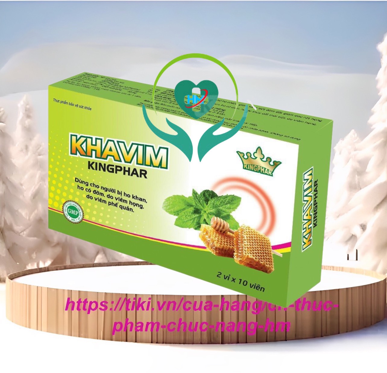 Viên ngậm Kha im Kingphar , hộp 20v, hỗ trợ giảm viêm, giảm ho, giảm đau họng