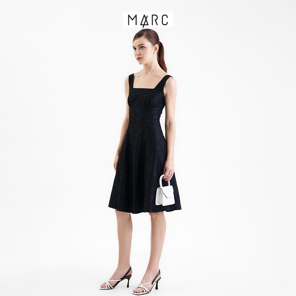 Đầm nữ MARC FASHION midi cổ vuông 2 dây nhún ngực CBLH103122