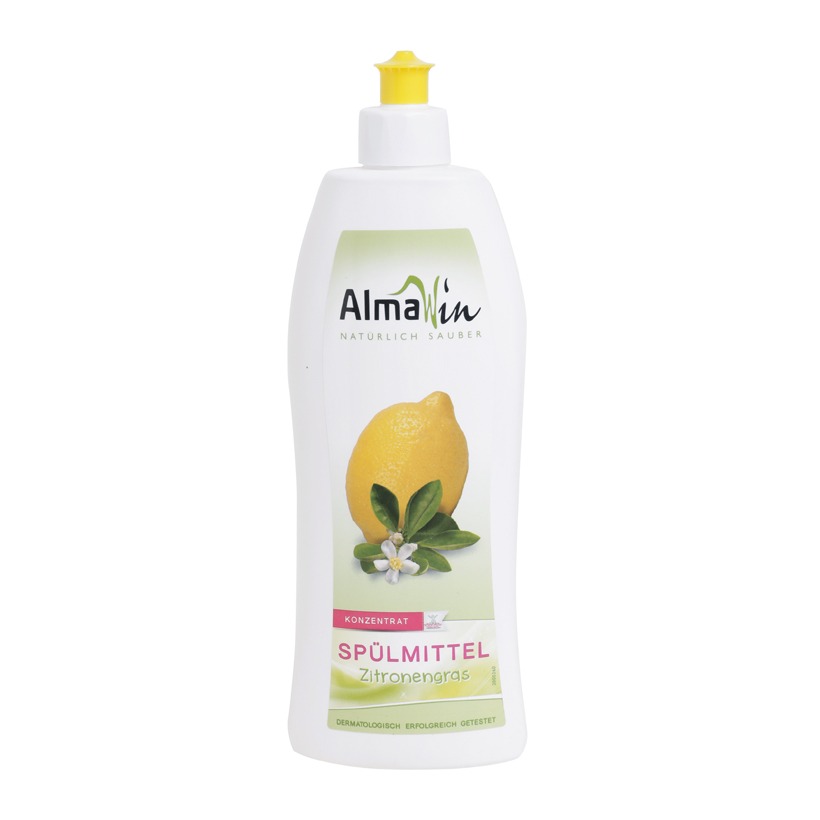 Nước rửa chén hữu cơ hương chanh Almawin 500ml có hương thơm tự nhiên được chiết suất từ hương chanh hữu cơ