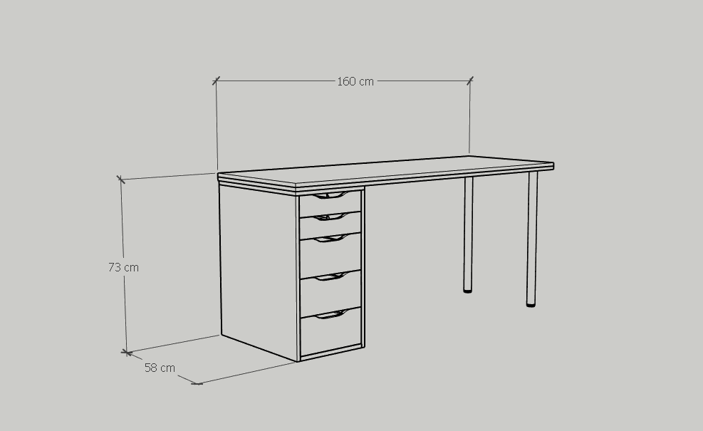 [Happy Home Furniture] LIDA, Bàn làm việc chân sắt - 1 bên ngăn tủ, BAN_020, BAN_021, BAN_022,BAN_023