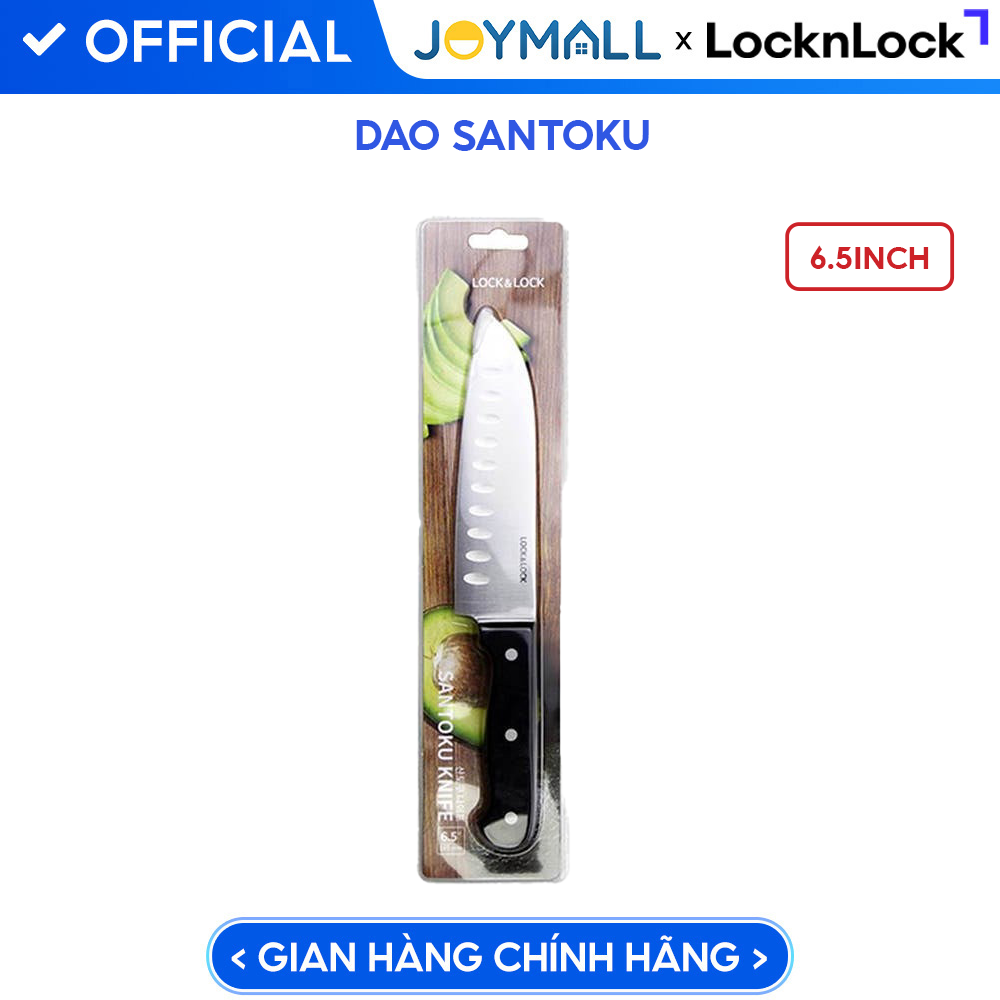 Dao Santoku LocknLock CKK921 6.5inch, Hàng Chính Hãng, Thép Không Gỉ, Tay Cấm Tiện Dụng - JoyMall