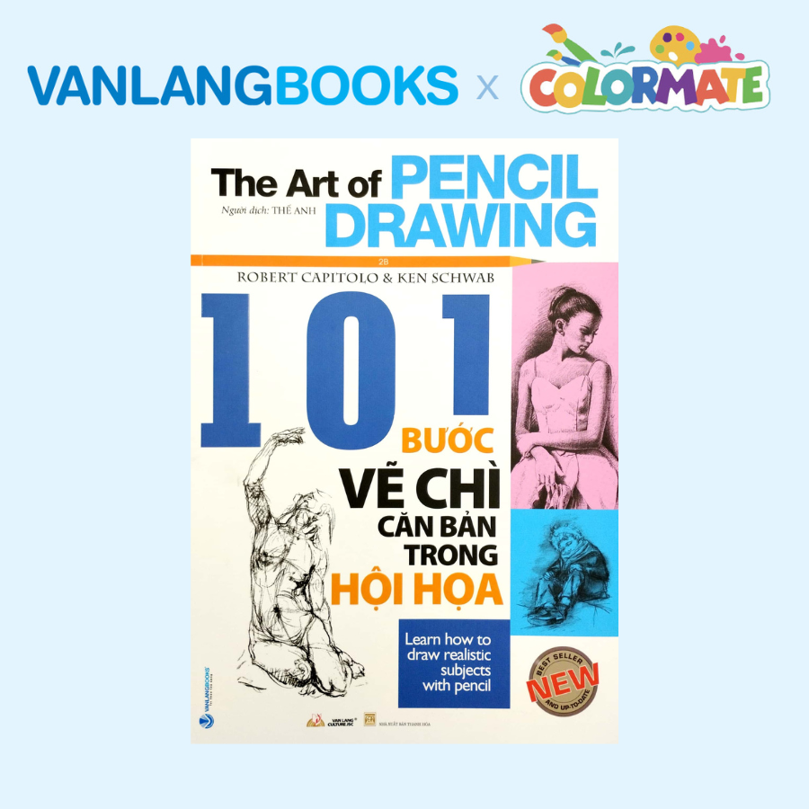 Sách 101 Bước Vẽ Chì Căn Bản Trong Hội Họa + Hộp 10 Cây Bút Chì Màu Nước Artist MS - Vanlangbooks x Colormate