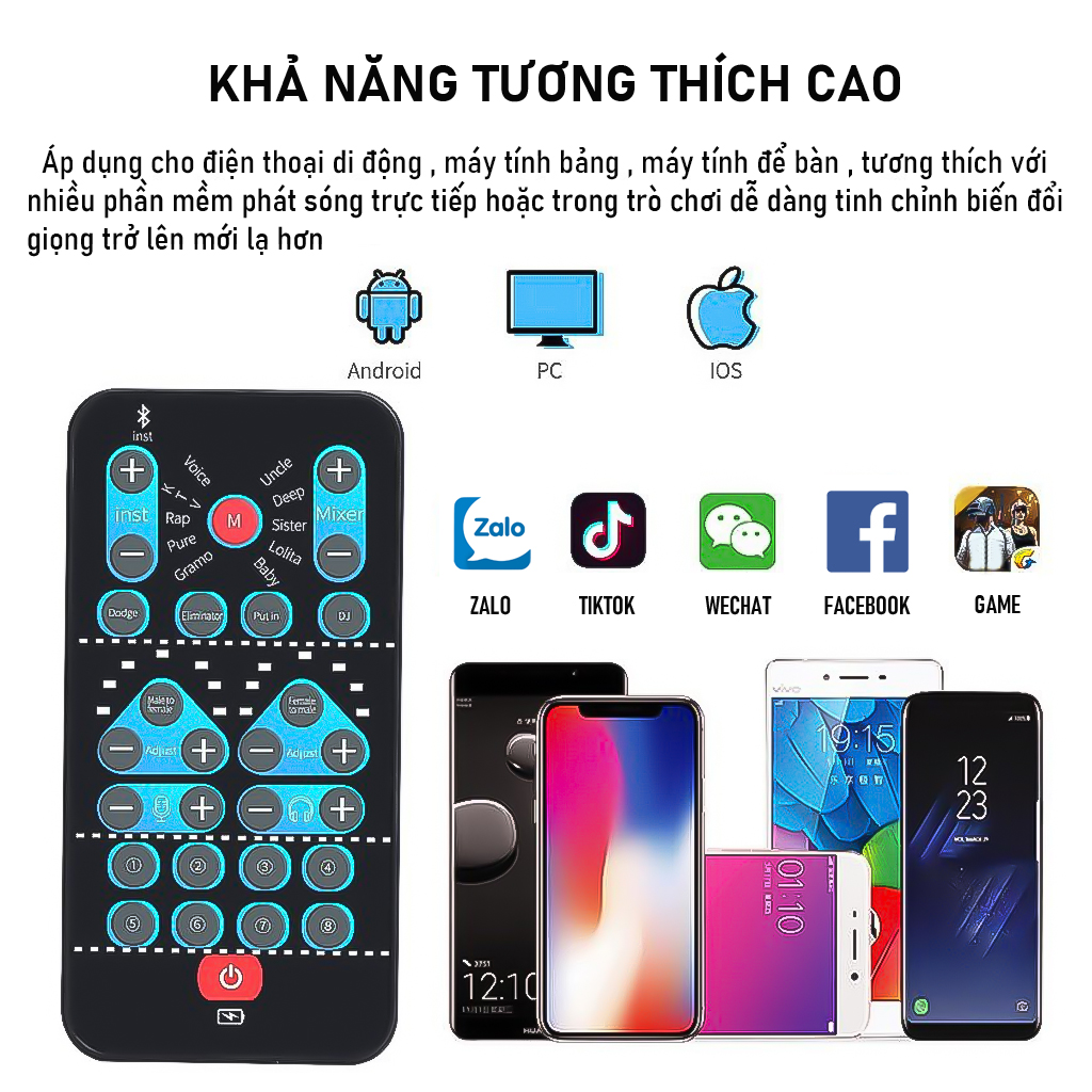 M10 Bộ Chuyển Đổi Giọng Nói Chơi Game Hỗ Trợ Chuyển 8 Giọng Nói Nam Nữ Trẻ Em Dành Cho Điện Thoại, Máy Tính Bảng, PC