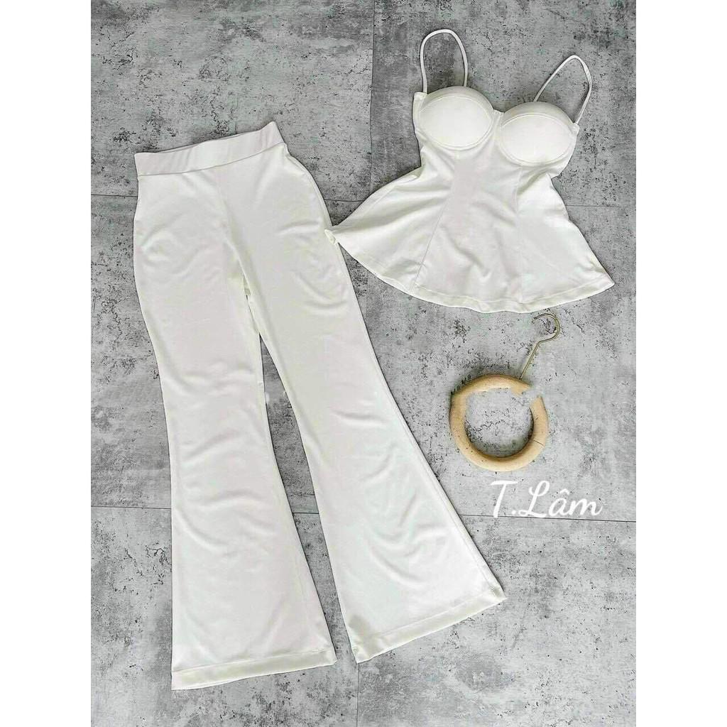 Set bộ đồ nữ 2 dây kèm quần ống rộng thời trang