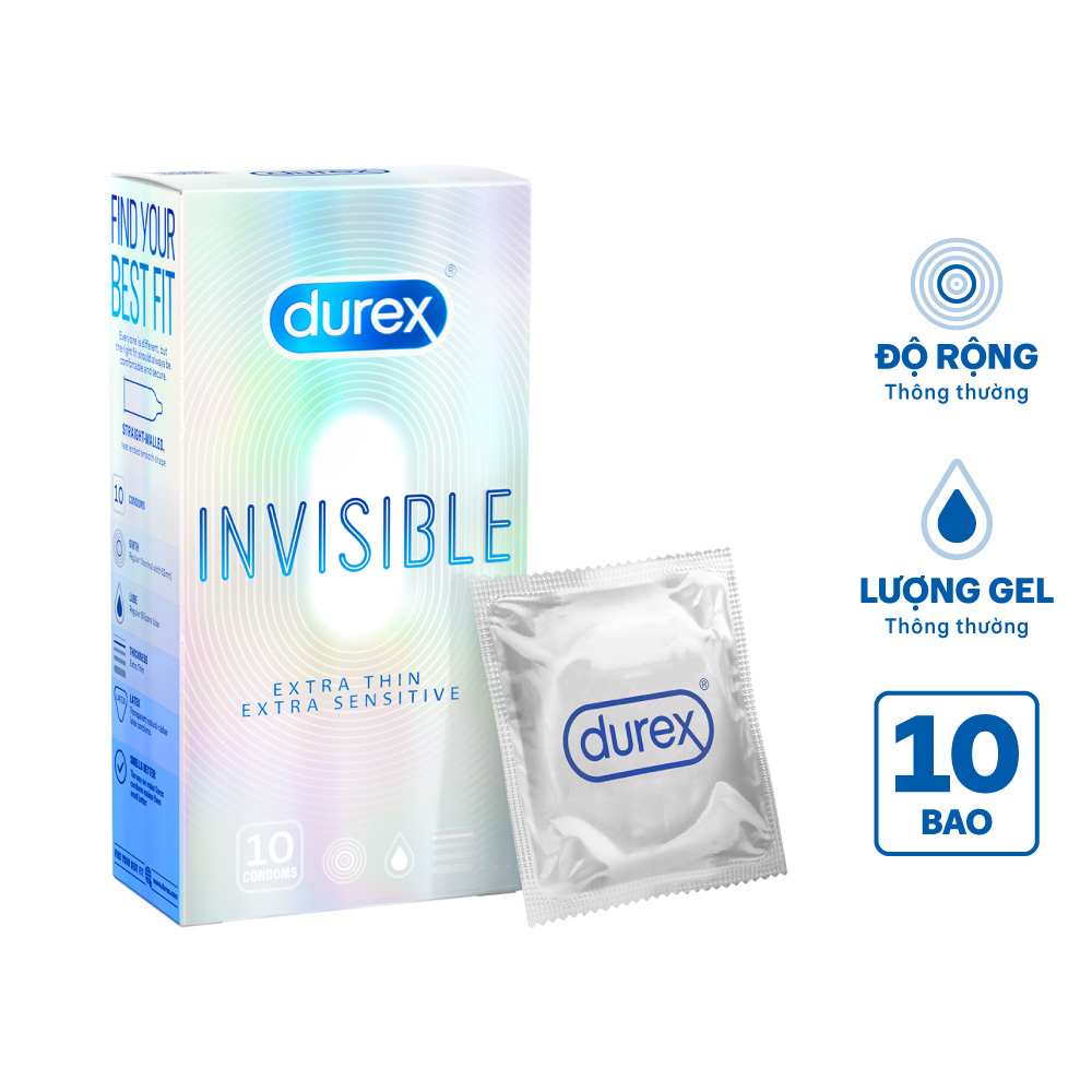 Bao Cao Su Durex Invisible Extra Thin Extra Sensitive (Hộp 10 Cái)