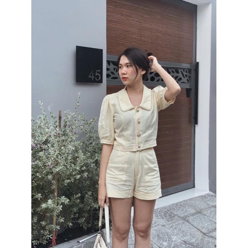 Set áo nút ngọc kèm quần short By Gum