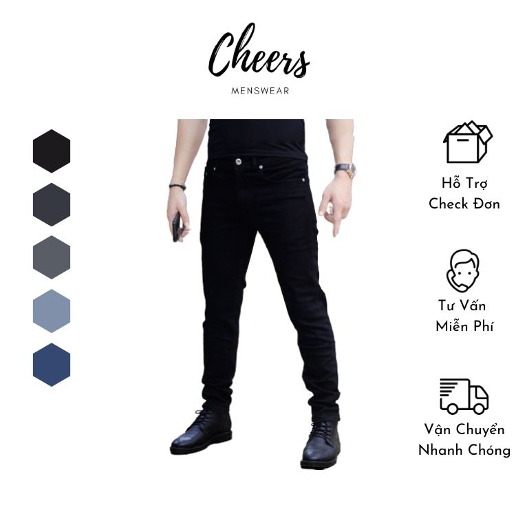 Quần Bò Nam Dài- Quần Jeans Nam Dài Cheers Chất Cotton Co Dãn, kiểu dáng Thời Trang, Trẻ trung, có Size Ngoại Cỡ, Bigsize