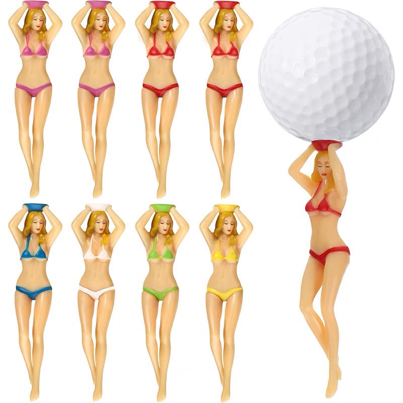 Tee golf bằng nhựa nhiều màu sắc Bikinii Girl, que đỡ bóng chơi golf giá rẻ hình cô gái màu sắc ngẫu nhiên