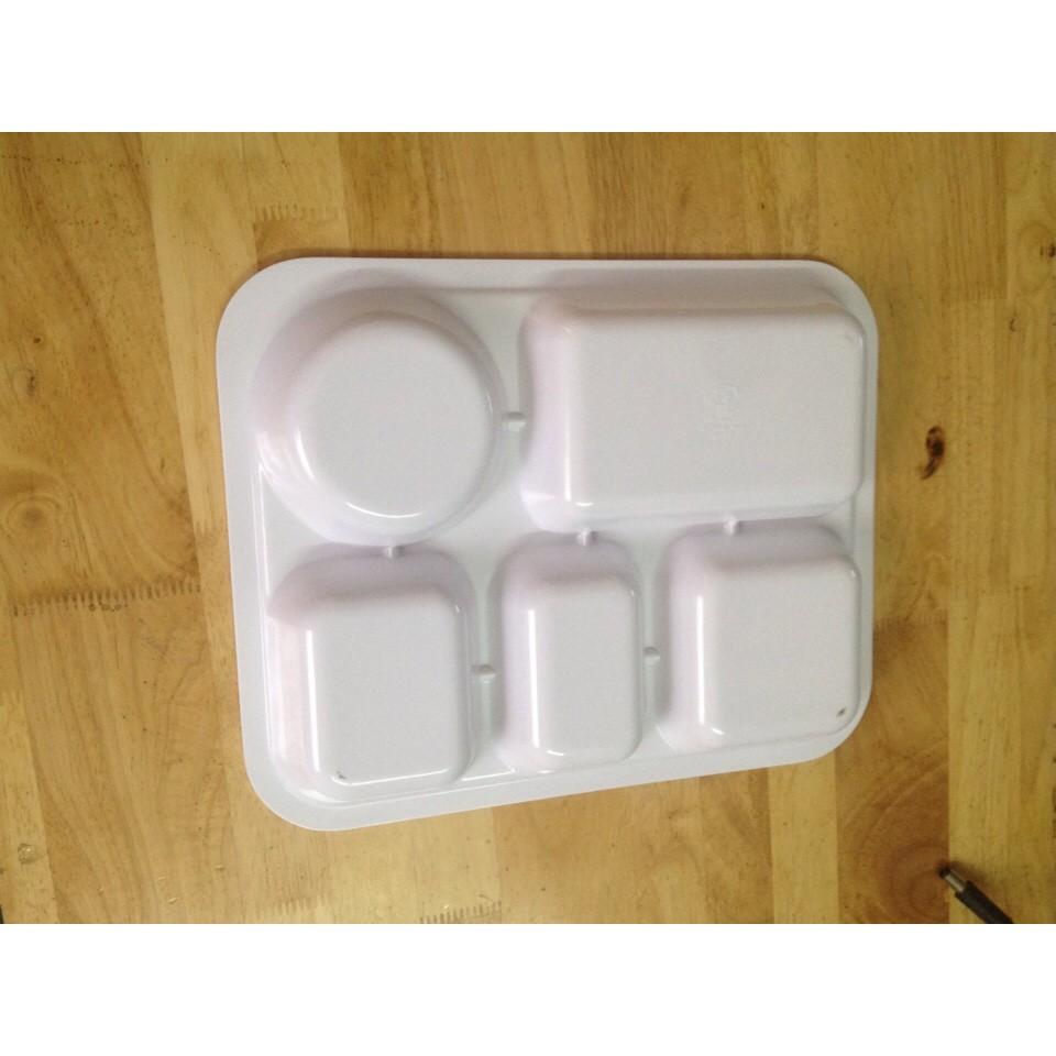 Khay nhựa melamine đựng cơm dành học sinh mầm non 29,5 × 24,5 × 4 cm cao - không nắp đậy