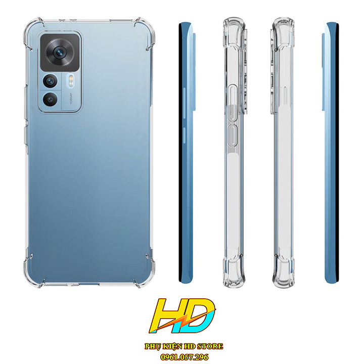 Ốp Lưng Silicon Chống Sốc Cho Xiaomi 12T, 12T Pro Trong Suốt, 4 Góc Nhỗ Cao Chống Va Đập, Khoét Lỗ bảo vệ Camera