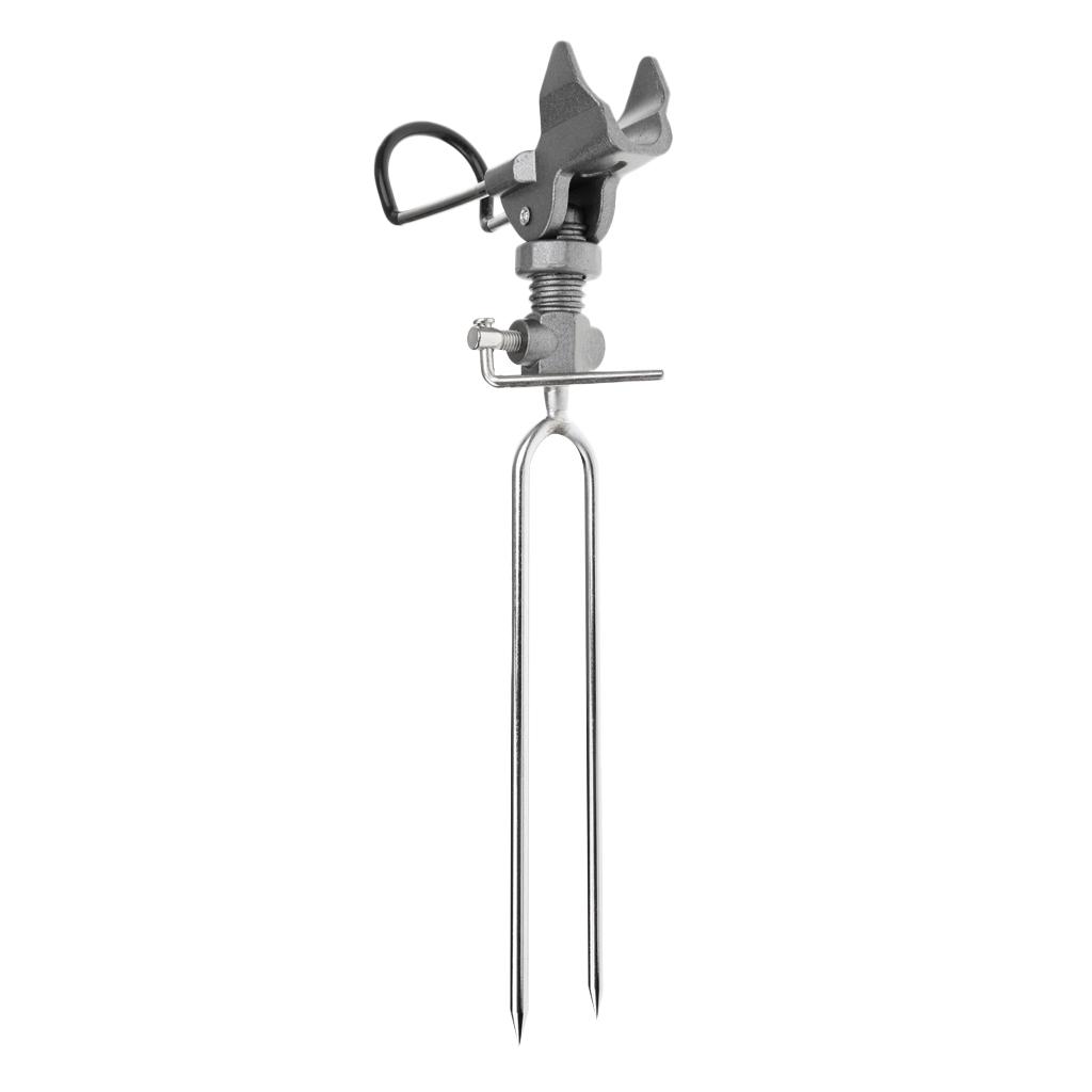 Stainless Steel Single Spring Fishing Pole Rod Stand Bracket Ground Holder