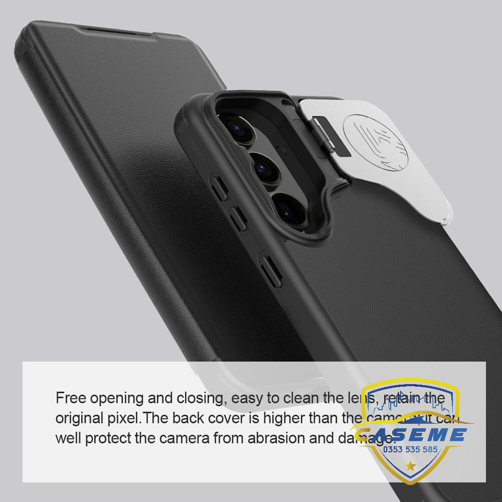 Bao da cho Samsung S24 Ultra, Samsung S24 Plus, Samsung S24 hiệu Qin Prop Leather có túi thẻ cài, có chân dựng, bảo vệ camera, chống sốc cao cấp - Hàng chính hãng.