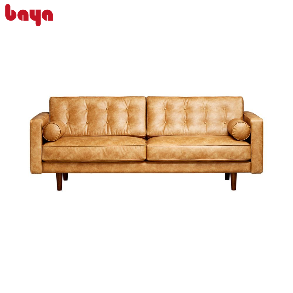 Sofa Phòng Khách Phong Cách Cận Hiện Đại BAYA CHESTER Thiết Kế Đệm Ngồi Cấu Tạo Từ Lò Xo Với Vỏ Bọc Từ Vải Giả Da Êm Ái, Thoải Mái Và Khung Ghế Được Làm Từ Gỗ Đặc Độ Bền Cao 5298