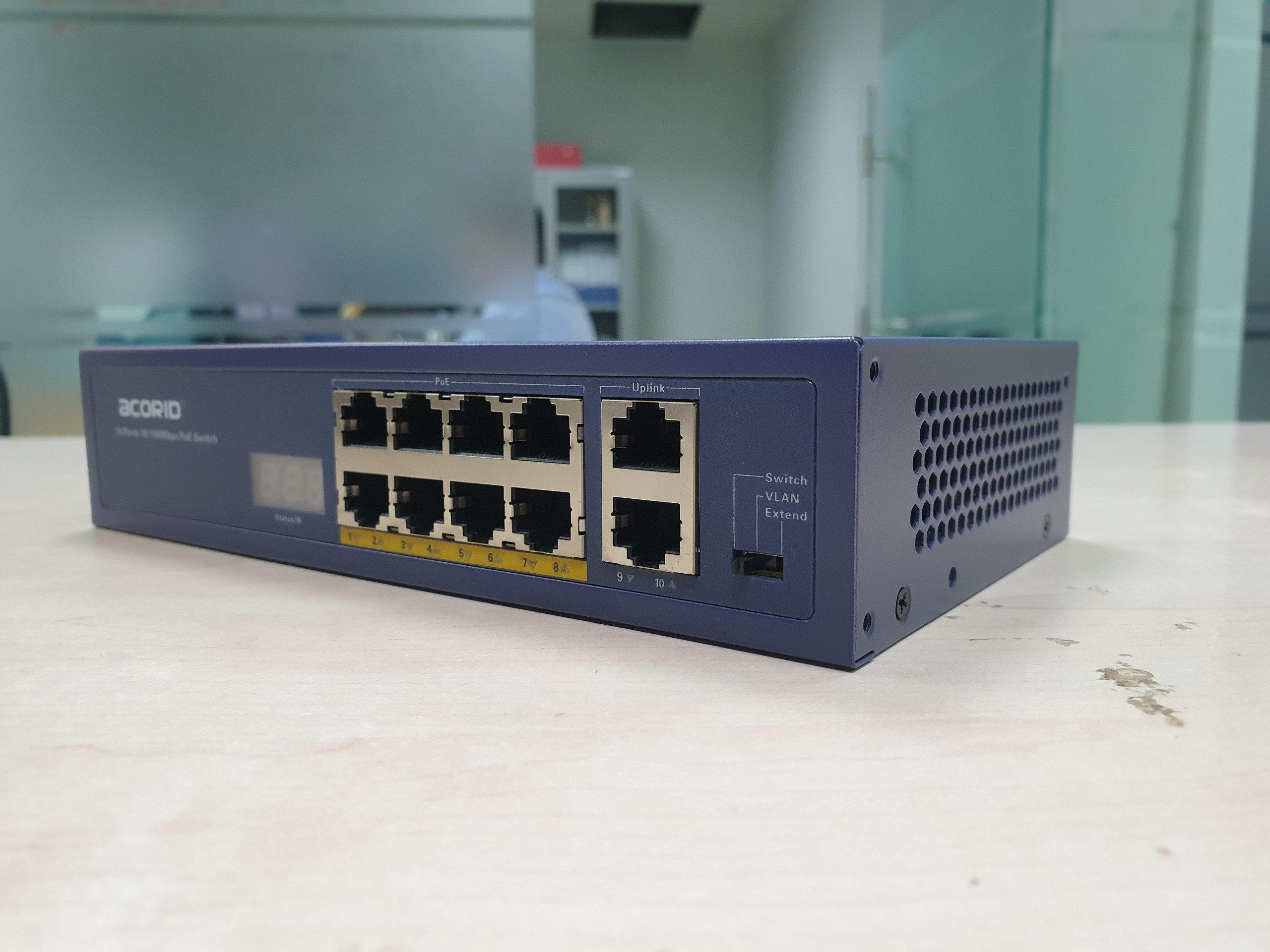 Switch poe 8 port Acorid LS1708P2E, 8 cổng POE+ 30W FE 10/100Mbps , 2 cổng Uplink, tổng công suất 96W, Có đèn hiển thị công suất, AI reboot thiết bị – Hàng chính hãng