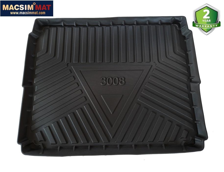 Thảm lót cốp Peugeot 3008 2013-2016 nhãn hiệu Macsim chất liệu TPV cao cấp màu đen