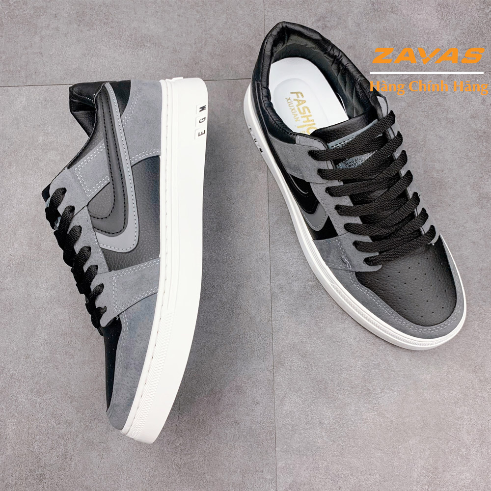 Giày Thể Thao Nam Màu Xám Đen, Sneaker Nam Màu Xám Đen, Đế Êm, Nhẹ Thương Hiệu ZAVAS - S408