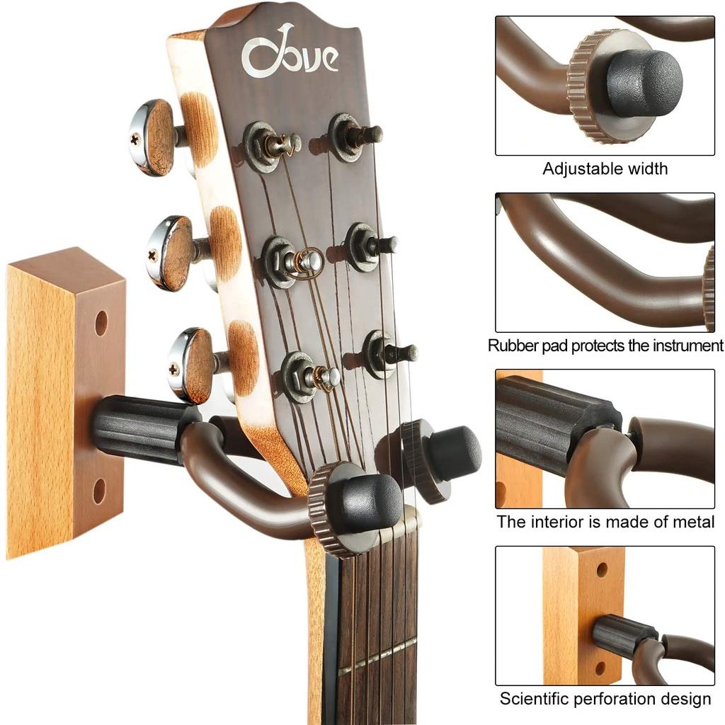 Set 2 Giá Đỡ Đàn Guitar / Ukulele Gắn Tường Bằng Gỗ Có Thể Điều Chỉnh