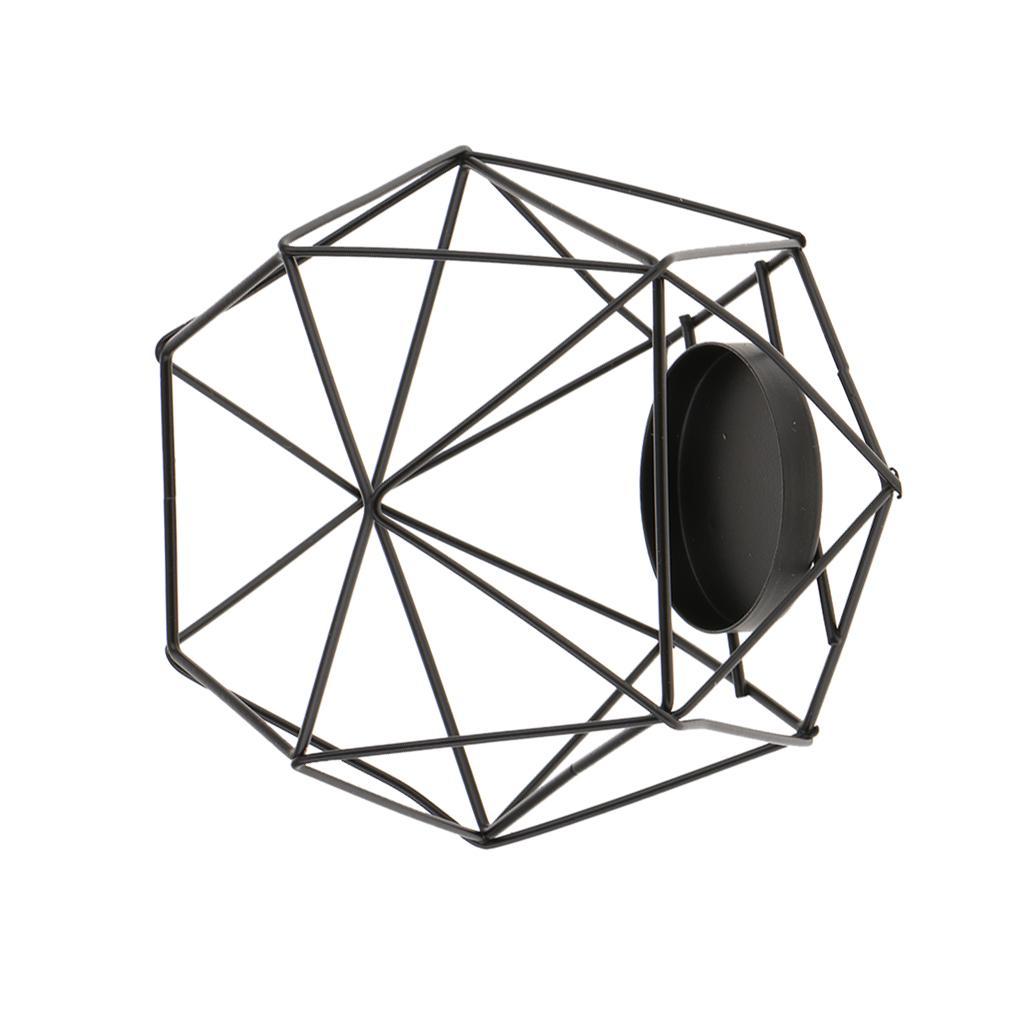 3pcs Nordic Style Geometric Tea Light Candle Holder Tea Light Lantern Black