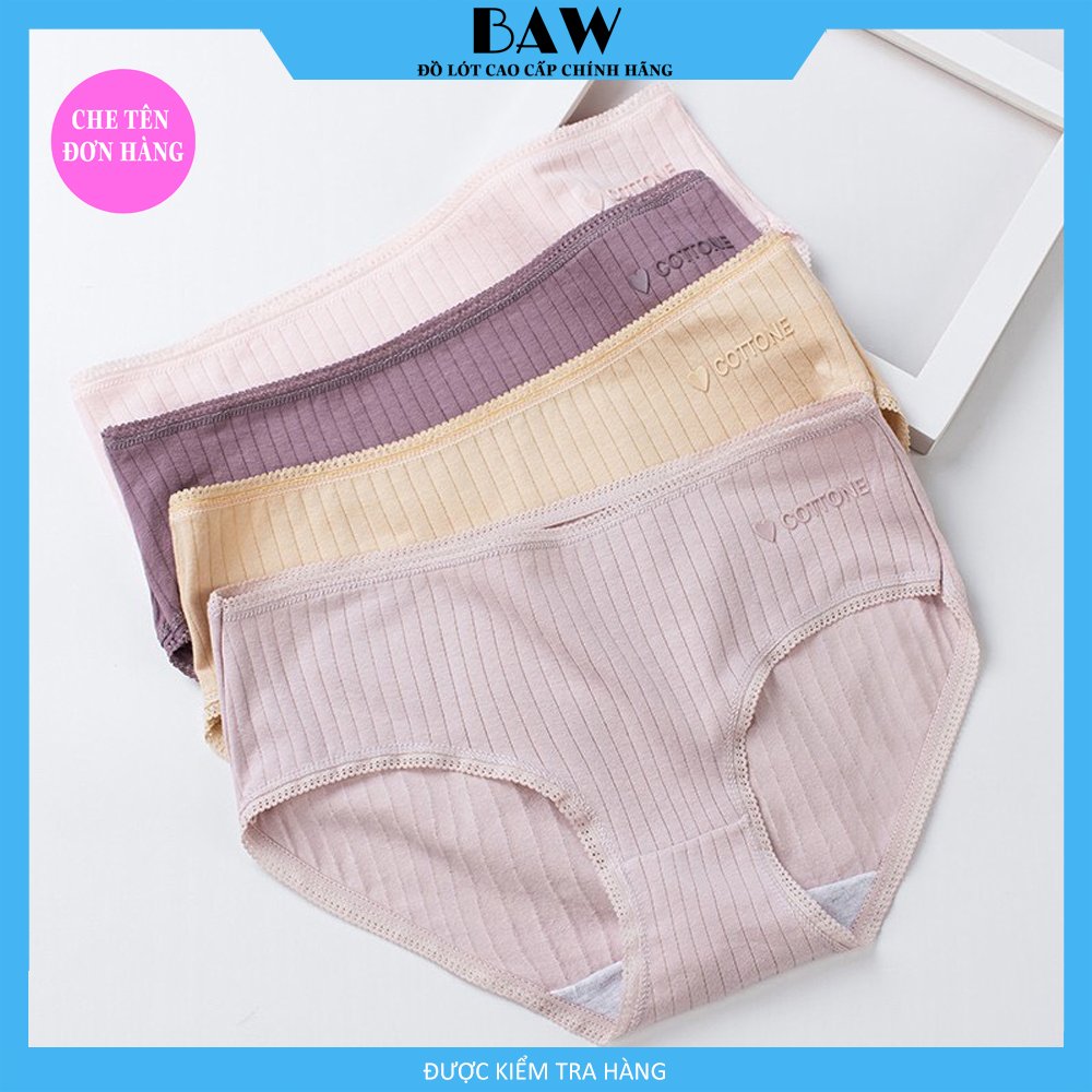 Bộ 5 Quần Lót Cotton Không Đường May thương hiệu BAW Kháng Khuẩn Thoáng Mát Màu Sắc Tùy Chọn Cho Nữ QLN15