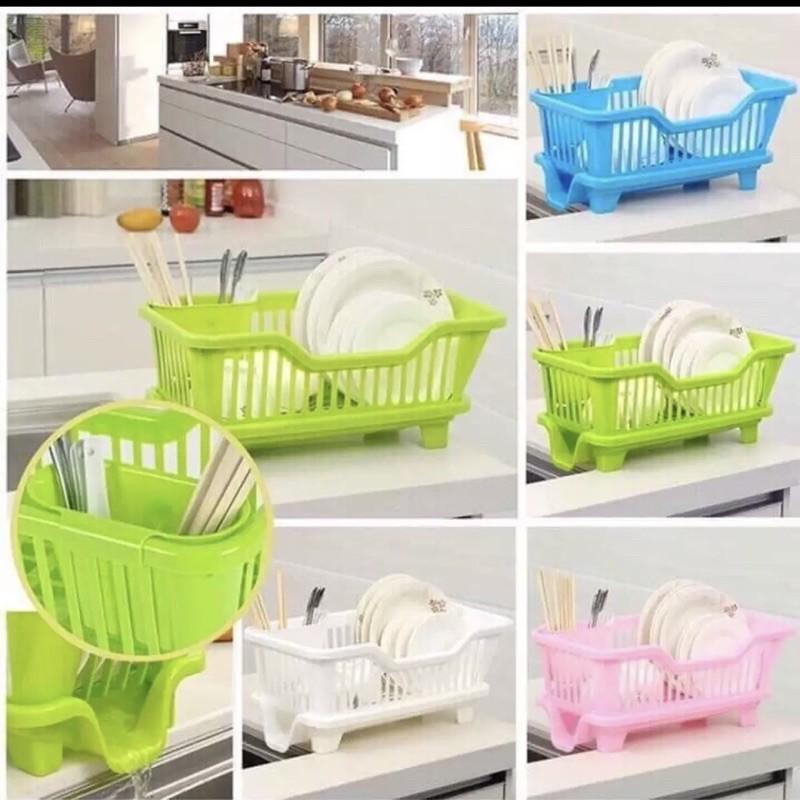 Rổ úp chén dĩa bằng nhựa có khay thoát nước