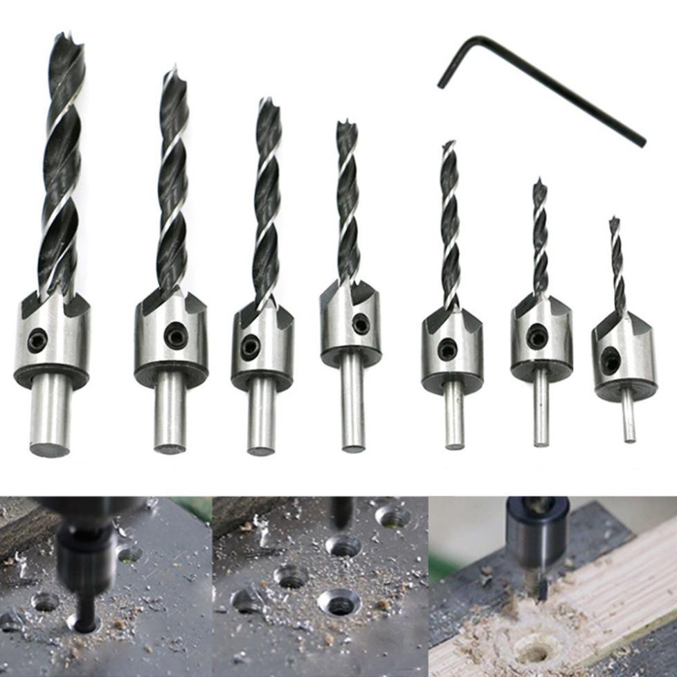 Bộ 7 Mũi Khoan Âm Vít 2 Tầng - Khoan Âm Bắt Vít Chìm Thép Gió 3-10mm