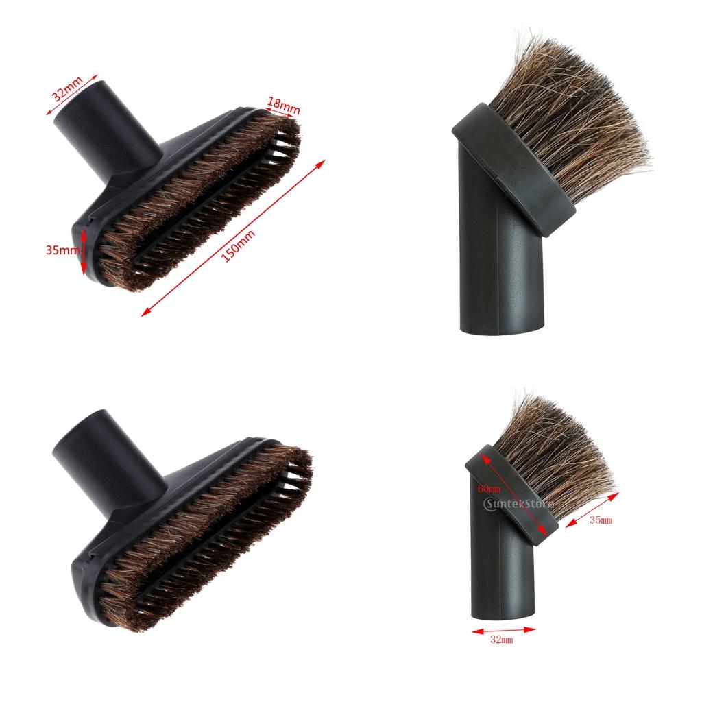 Set 4-Piece 32mm/1.25" Dia. Vacuum Brush Bristle Horsehair Brush-35mm Hair