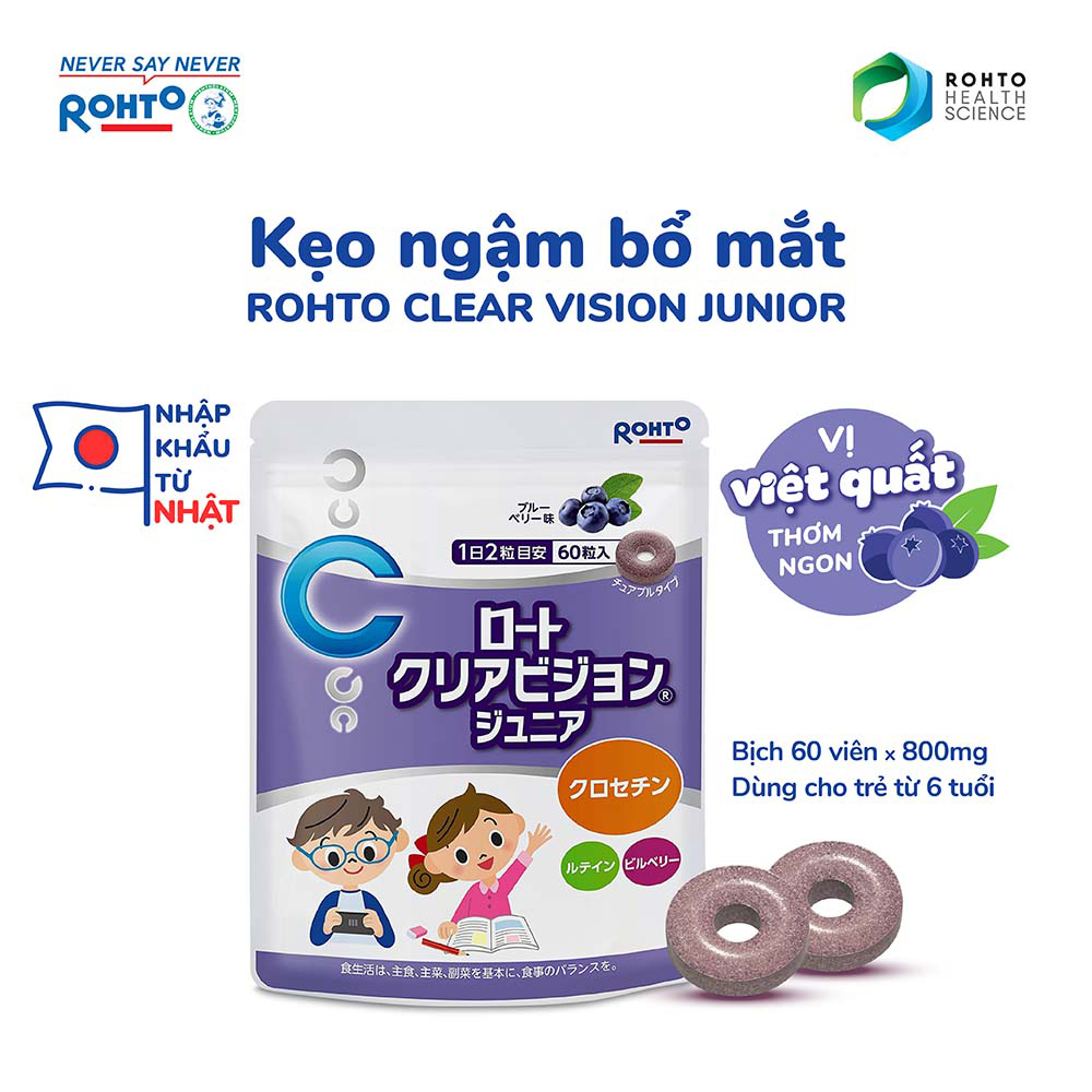 Kẹo ngậm bổ mắt cho trẻ em Rohto Clear Vision Junior (Bịch 60 viên)