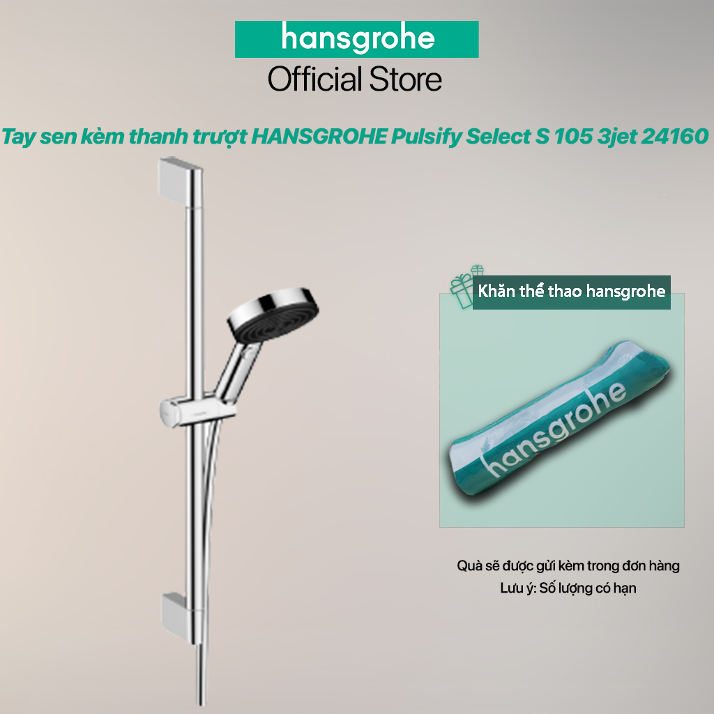 Tay sen kèm thanh trượt hansgrohe Pulsify Select S 105 3jet 24160