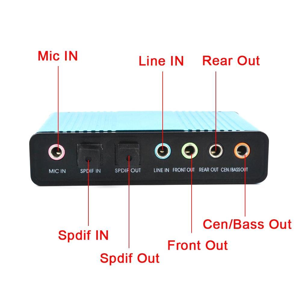 USB2.0 External Sound Card 5.1 Channel Audio Adapter Compatible with USB 1.1