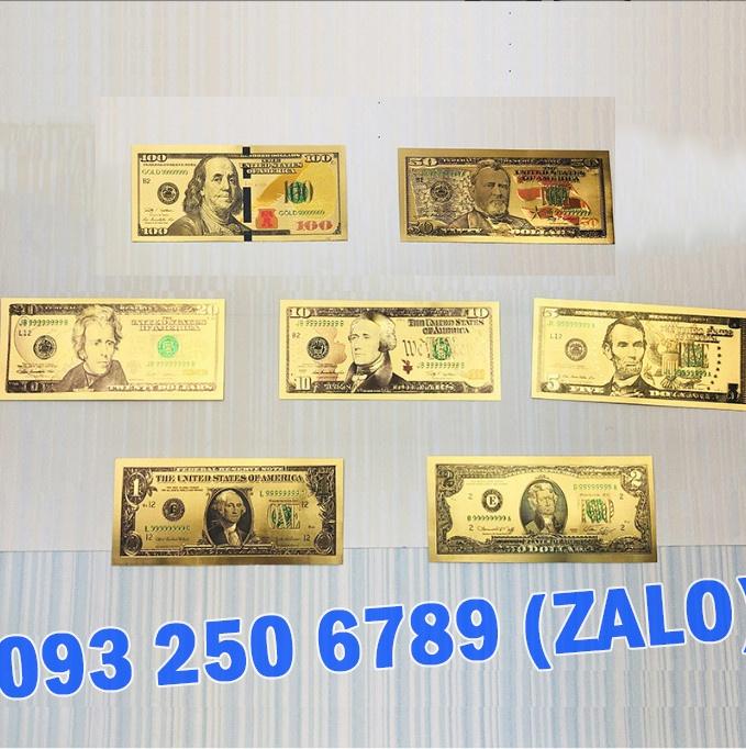 [Tặng bao lì xì] Bộ 7 Tờ Đô Mỹ, USD Mạ Vàng 24k lưu niệm Tài Lộc Lì Xì Tết Phong Thuỷ May Mắn, Lì Xì Tết - NELI