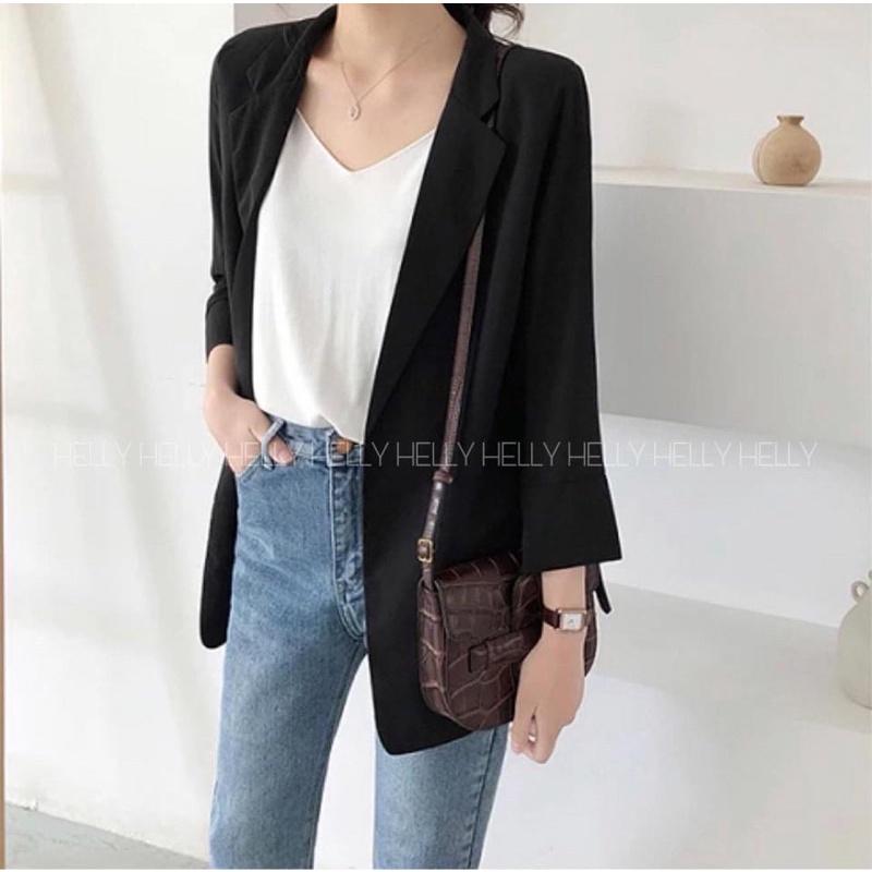 Áo vest blazer mỏng xẻ sườn có độn vai m130
