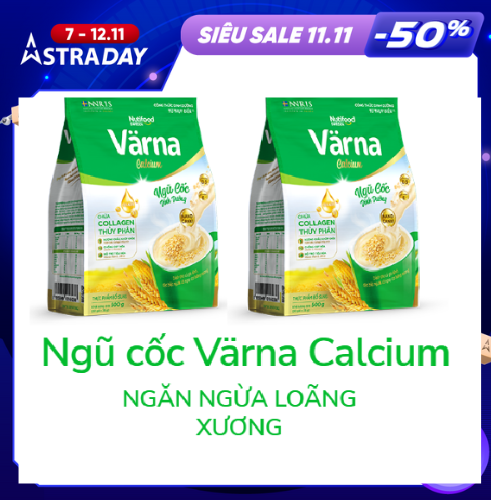 Combo 02 bịch Ngũ cốc dinh dưỡng Värna Calcium Phục Hồi Sức Khỏe giúp ngăn ngừa loãng xương loại 500g