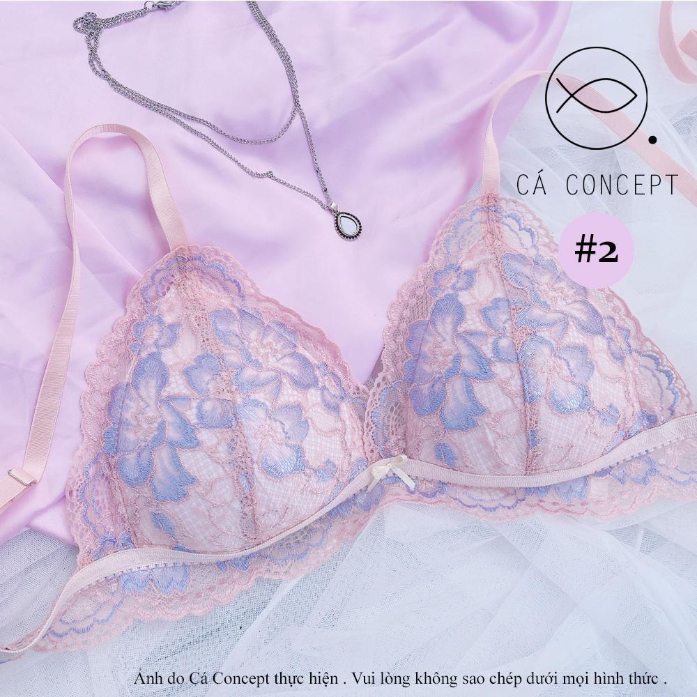 Bộ sưu tập Bra nữ CÁ CONCEPT đồ lót thiết kế bralette ren hoa hồng xanh