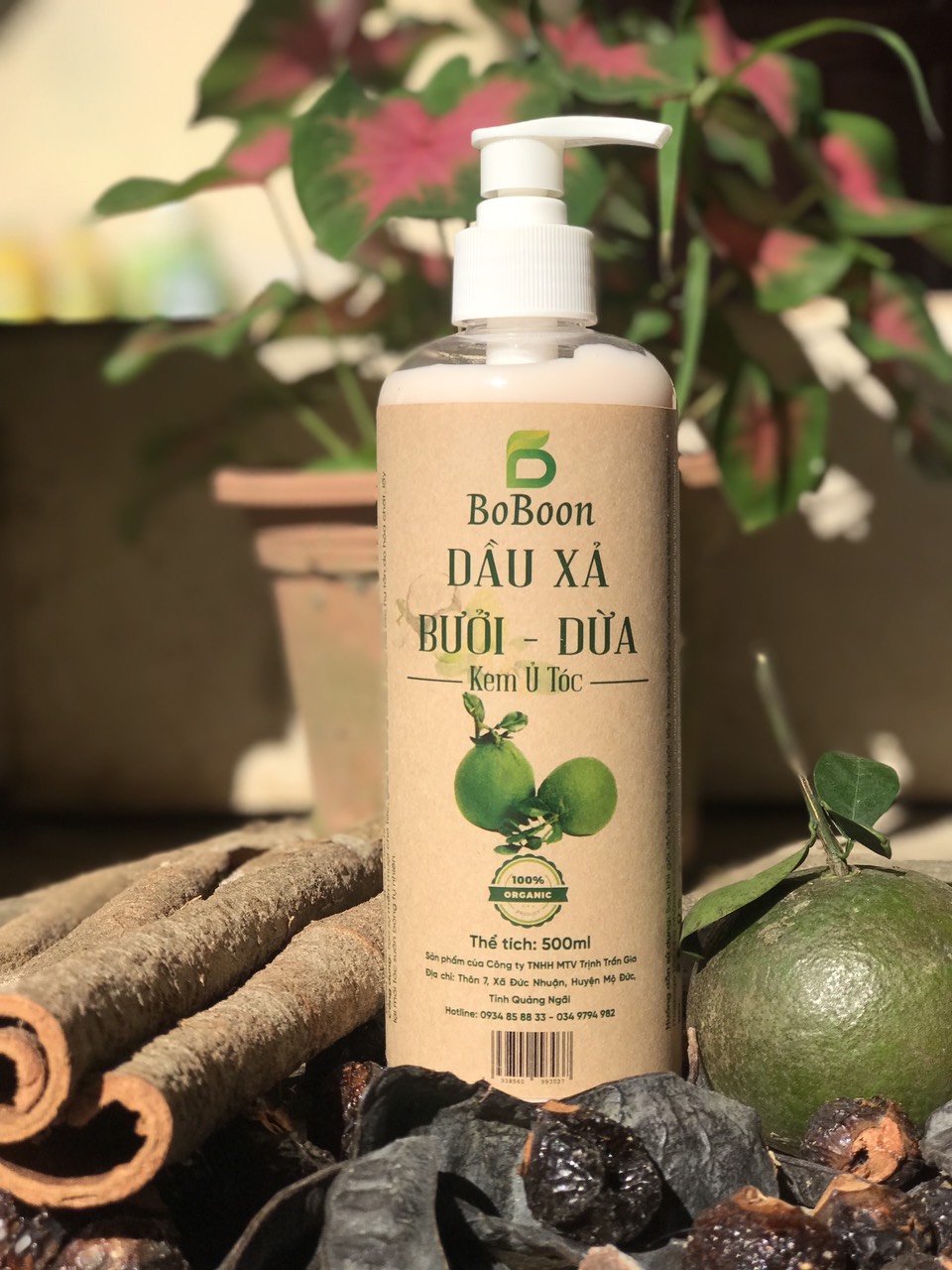 Dầu xả bưởi dừa Boboon phục hồi tóc hư tổn, mềm mượt, chống chẻ ngọn