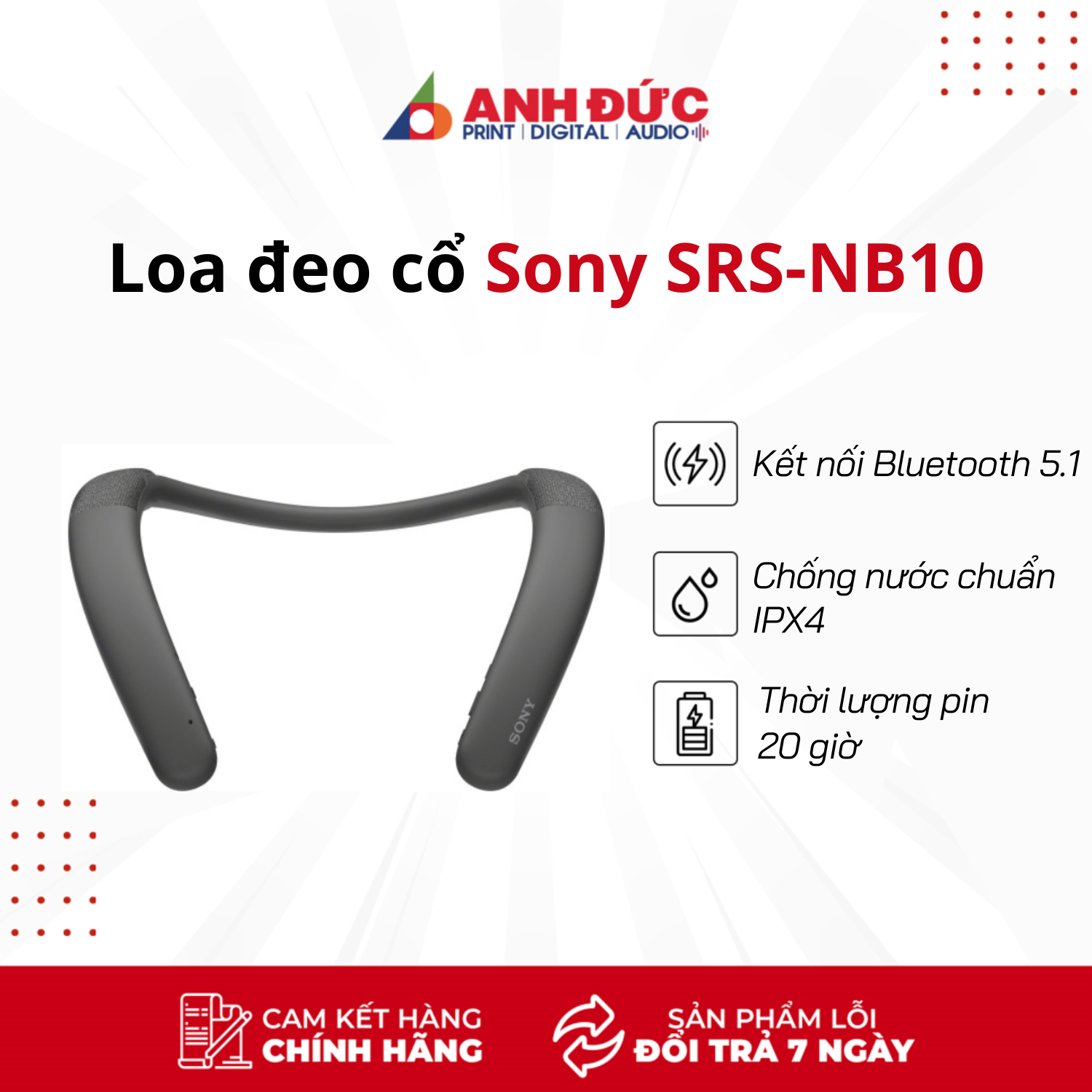 Loa đeo cổ Bluetooth Sony SRS-NB10 - Hàng chính hãng