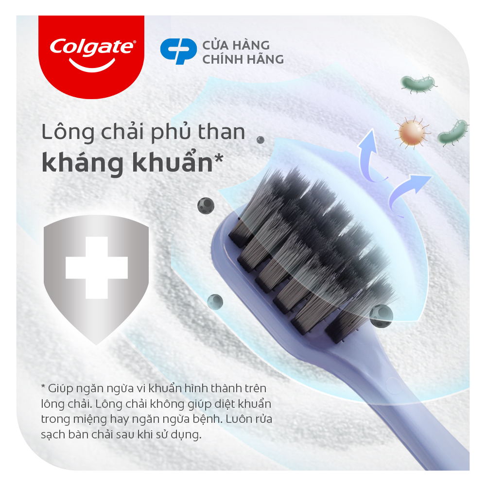 Bộ 6 bàn chải Colgate Gentle Comfort Charcoal đầu chải rộng, than hoạt tính kháng khuẩn