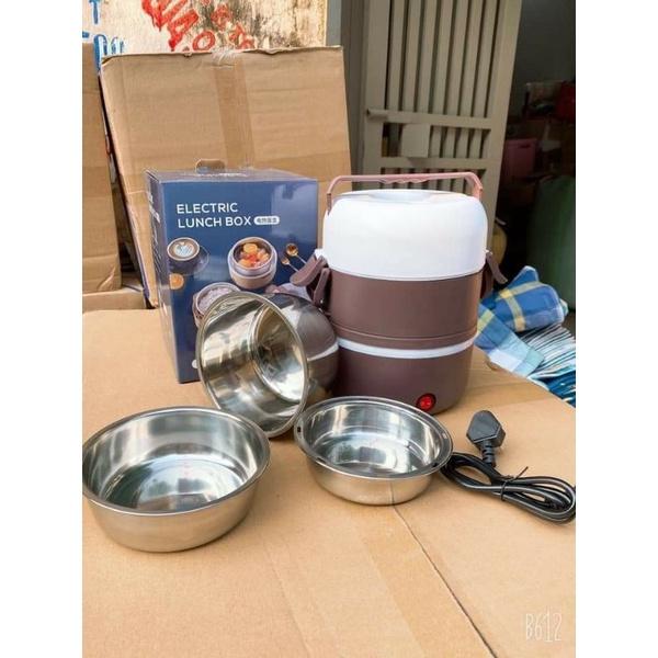 CẶP LỒNG Ủ CƠM 3 TẦNG INOX CẮM ĐIỆN LOẠI ĐẸP.