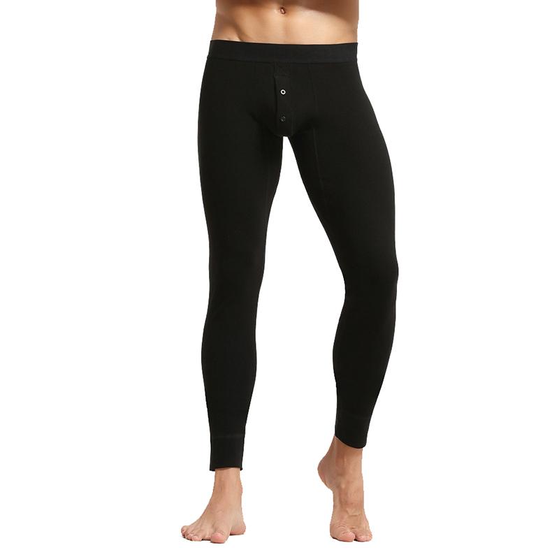 Long Johns Nam Ấm Mở Mặt Trận Căng Giãn Nhiệt Quần Lót Nam Rayon Nén Đáy Quần Legging Nhà Pijama Dài Quần Dài