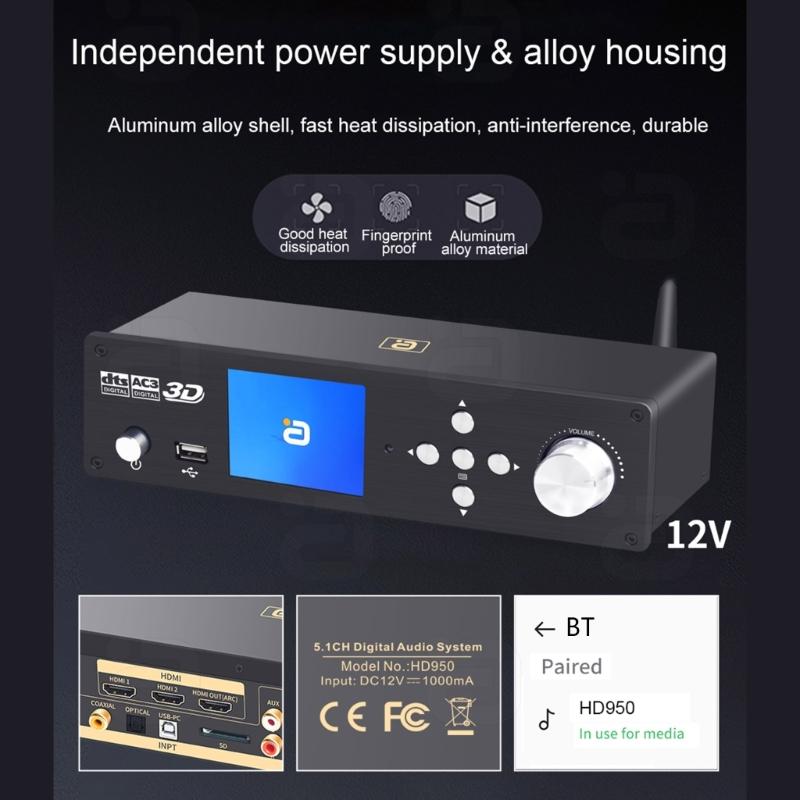 HD950 DTS HD 5.1CH HDMI 2.0 DSD Bộ thu tương thích Bluetooth 32bit 32 bit